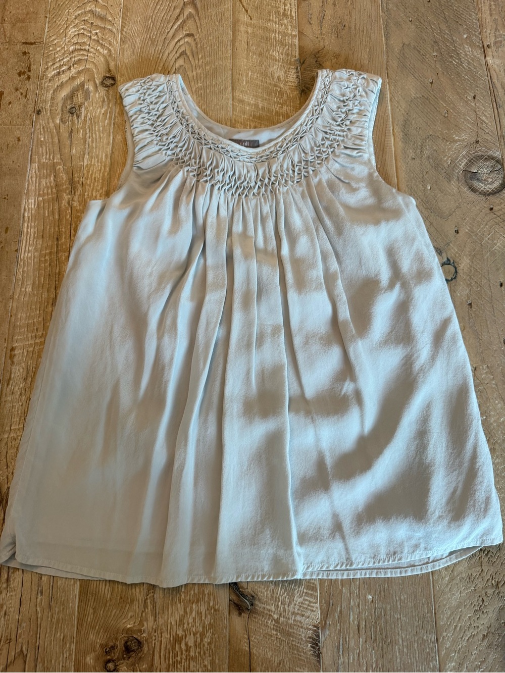 J. Jill pale blue sleeveless smocked-neck tank